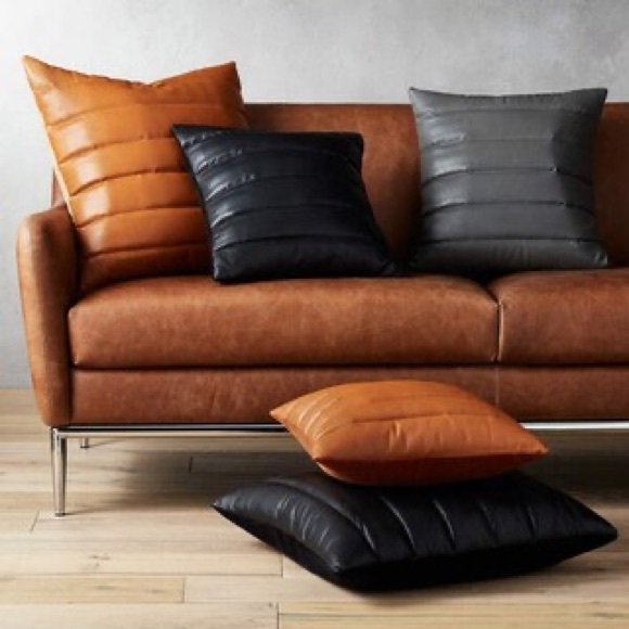 CB2 Izzie Leather Throw Pillow